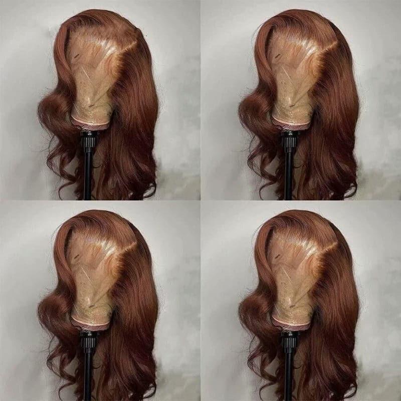 ALIGLOSSY Chocolate Brown 13x4 HD Lace Front Body Wave Wig 180% Density